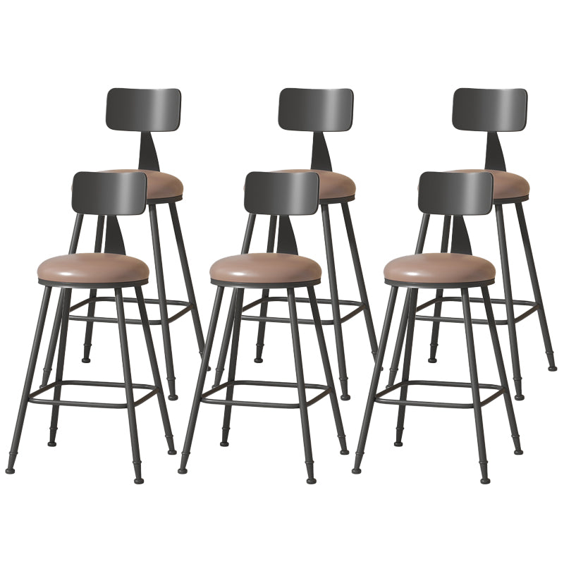 Modern Armless Backrest Counter Stool Iron Cafe Bar Stool with Leather Cushion Coffee 6 Piece Set Counter Stool(26"H) Clearhalo 'Bar Furniture' 'Bar Stools' 'bar_stools' 'furn' 'furn_bar_stools' 'Furniture' 'furniture_bar_stools' 'Kitchen & Dining Furniture' 5042764