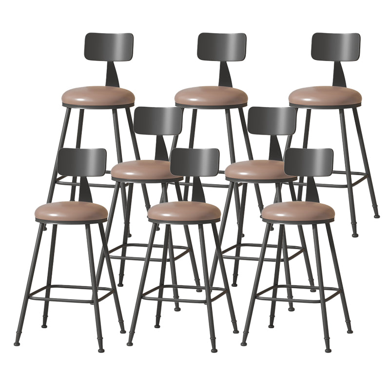 Modern Armless Backrest Counter Stool Iron Cafe Bar Stool with Leather Cushion Coffee 8 Piece Set Counter Stool(26"H) Clearhalo 'Bar Furniture' 'Bar Stools' 'bar_stools' 'furn' 'furn_bar_stools' 'Furniture' 'furniture_bar_stools' 'Kitchen & Dining Furniture' 5042765