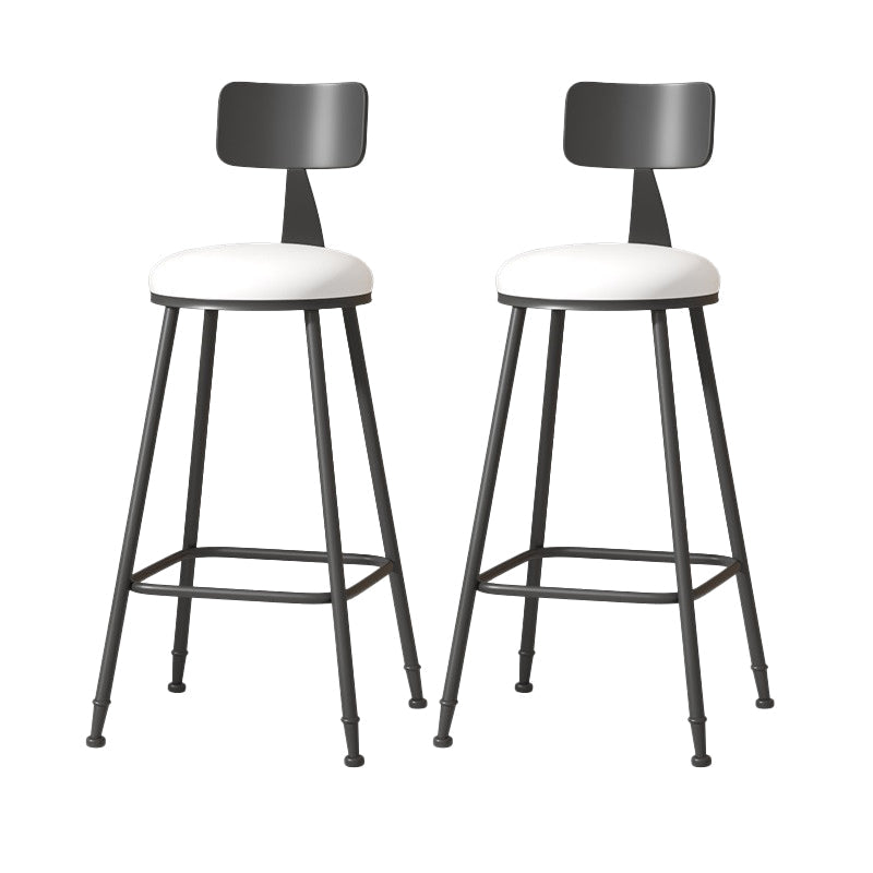 Modern Armless Backrest Counter Stool Iron Cafe Bar Stool with Leather Cushion White 2 Piece Set Bar Stool(30"H) Clearhalo 'Bar Furniture' 'Bar Stools' 'bar_stools' 'furn' 'furn_bar_stools' 'Furniture' 'furniture_bar_stools' 'Kitchen & Dining Furniture' 5042766