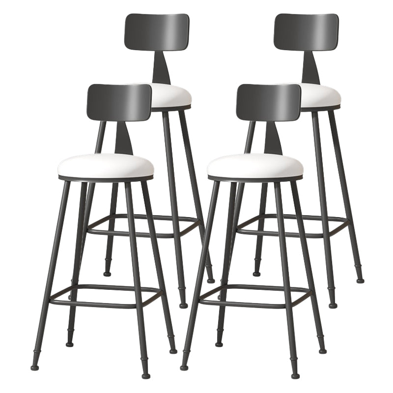 Modern Armless Backrest Counter Stool Iron Cafe Bar Stool with Leather Cushion White 4 Piece Set Bar Stool(30"H) Clearhalo 'Bar Furniture' 'Bar Stools' 'bar_stools' 'furn' 'furn_bar_stools' 'Furniture' 'furniture_bar_stools' 'Kitchen & Dining Furniture' 5042767