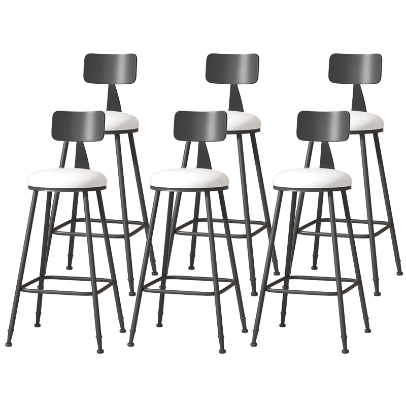 Modern Armless Backrest Counter Stool Iron Cafe Bar Stool with Leather Cushion White 6 Piece Set Bar Stool(30"H) Clearhalo 'Bar Furniture' 'Bar Stools' 'bar_stools' 'furn' 'furn_bar_stools' 'Furniture' 'furniture_bar_stools' 'Kitchen & Dining Furniture' 5042768