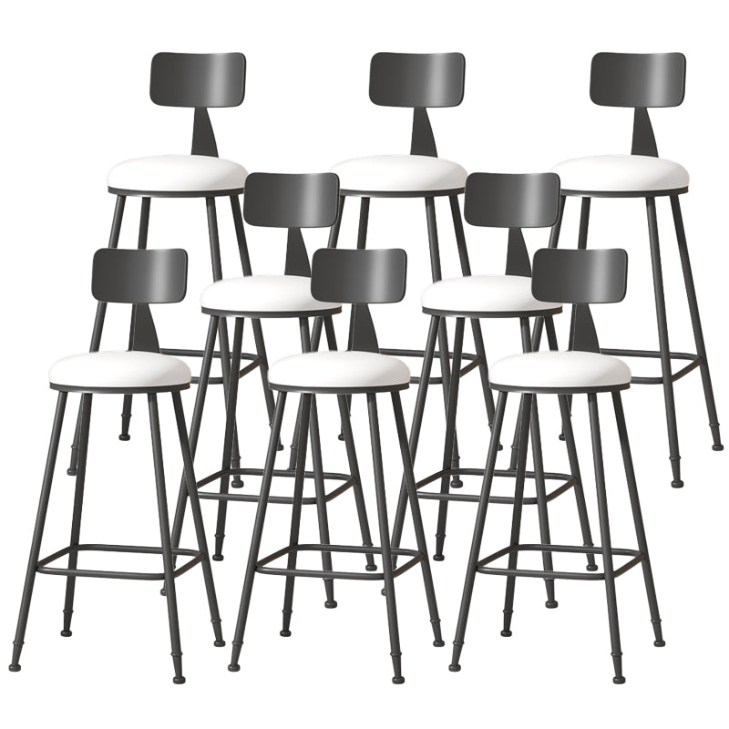 Modern Armless Backrest Counter Stool Iron Cafe Bar Stool with Leather Cushion White 8 Piece Set Bar Stool(30"H) Clearhalo 'Bar Furniture' 'Bar Stools' 'bar_stools' 'furn' 'furn_bar_stools' 'Furniture' 'furniture_bar_stools' 'Kitchen & Dining Furniture' 5042769