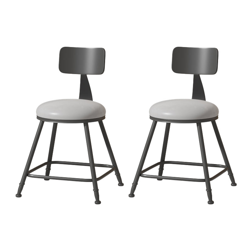 Modern Armless Backrest Counter Stool Iron Cafe Bar Stool with Leather Cushion Grey 2 Piece Set Short Stool(18"H) Clearhalo 'Bar Furniture' 'Bar Stools' 'bar_stools' 'furn' 'furn_bar_stools' 'Furniture' 'furniture_bar_stools' 'Kitchen & Dining Furniture' 5042770