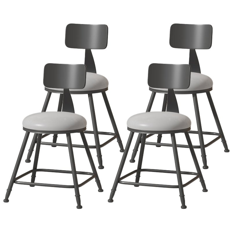 Modern Armless Backrest Counter Stool Iron Cafe Bar Stool with Leather Cushion Grey 4 Piece Set Short Stool(18"H) Clearhalo 'Bar Furniture' 'Bar Stools' 'bar_stools' 'furn' 'furn_bar_stools' 'Furniture' 'furniture_bar_stools' 'Kitchen & Dining Furniture' 5042771