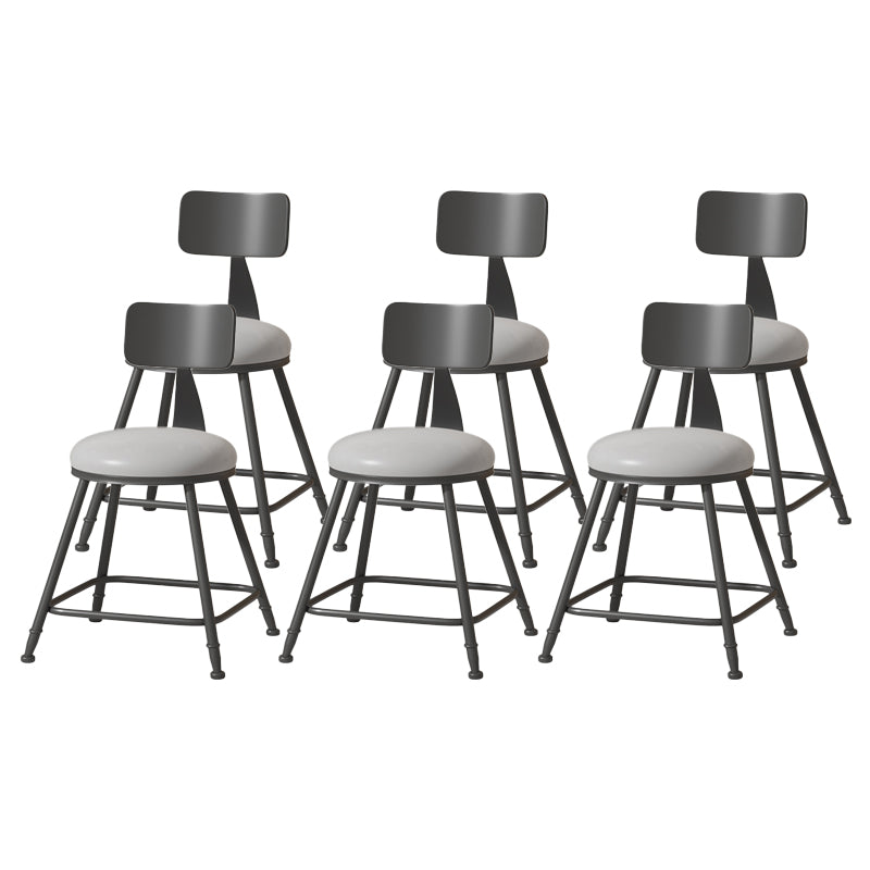 Modern Armless Backrest Counter Stool Iron Cafe Bar Stool with Leather Cushion Grey 6 Piece Set Short Stool(18"H) Clearhalo 'Bar Furniture' 'Bar Stools' 'bar_stools' 'furn' 'furn_bar_stools' 'Furniture' 'furniture_bar_stools' 'Kitchen & Dining Furniture' 5042772