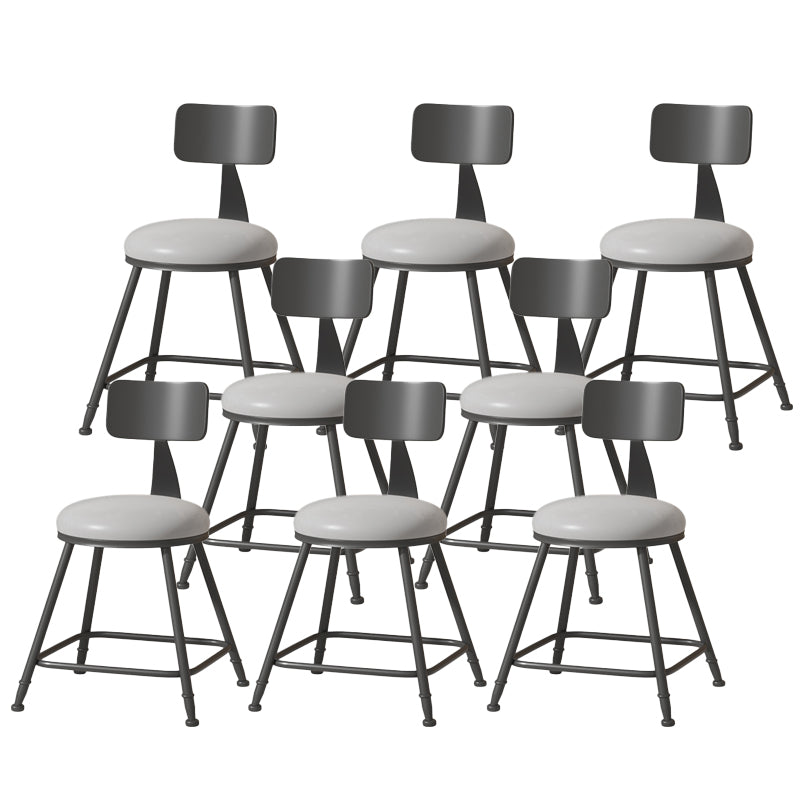 Modern Armless Backrest Counter Stool Iron Cafe Bar Stool with Leather Cushion Grey 8 Piece Set Short Stool(18"H) Clearhalo 'Bar Furniture' 'Bar Stools' 'bar_stools' 'furn' 'furn_bar_stools' 'Furniture' 'furniture_bar_stools' 'Kitchen & Dining Furniture' 5042773