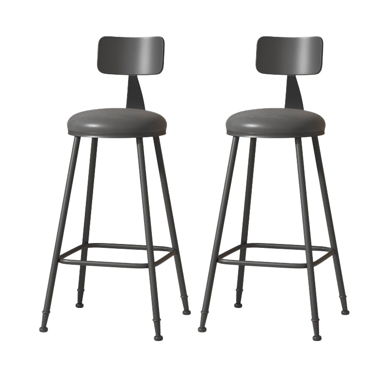 Modern Armless Backrest Counter Stool Iron Cafe Bar Stool with Leather Cushion Black 2 Piece Set Bar Stool(30"H) Clearhalo 'Bar Furniture' 'Bar Stools' 'bar_stools' 'furn' 'furn_bar_stools' 'Furniture' 'furniture_bar_stools' 'Kitchen & Dining Furniture' 5042774