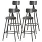 Modern Armless Backrest Counter Stool Iron Cafe Bar Stool with Leather Cushion Black 4 Piece Set Bar Stool(30"H) Clearhalo 'Bar Furniture' 'Bar Stools' 'bar_stools' 'furn' 'furn_bar_stools' 'Furniture' 'furniture_bar_stools' 'Kitchen & Dining Furniture' 5042775