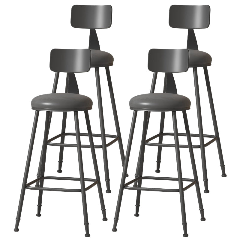 Modern Armless Backrest Counter Stool Iron Cafe Bar Stool with Leather Cushion Black 4 Piece Set Bar Stool(30"H) Clearhalo 'Bar Furniture' 'Bar Stools' 'bar_stools' 'furn' 'furn_bar_stools' 'Furniture' 'furniture_bar_stools' 'Kitchen & Dining Furniture' 5042775