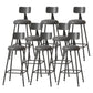 Modern Armless Backrest Counter Stool Iron Cafe Bar Stool with Leather Cushion Black 8 Piece Set Bar Stool(30"H) Clearhalo 'Bar Furniture' 'Bar Stools' 'bar_stools' 'furn' 'furn_bar_stools' 'Furniture' 'furniture_bar_stools' 'Kitchen & Dining Furniture' 5042777