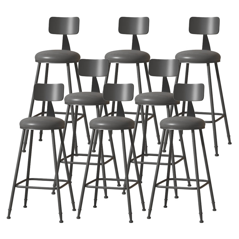 Modern Armless Backrest Counter Stool Iron Cafe Bar Stool with Leather Cushion Black 8 Piece Set Bar Stool(30"H) Clearhalo 'Bar Furniture' 'Bar Stools' 'bar_stools' 'furn' 'furn_bar_stools' 'Furniture' 'furniture_bar_stools' 'Kitchen & Dining Furniture' 5042777