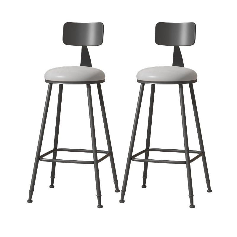 Modern Armless Backrest Counter Stool Iron Cafe Bar Stool with Leather Cushion Grey 2 Piece Set Bar Stool(30"H) Clearhalo 'Bar Furniture' 'Bar Stools' 'bar_stools' 'furn' 'furn_bar_stools' 'Furniture' 'furniture_bar_stools' 'Kitchen & Dining Furniture' 5042778