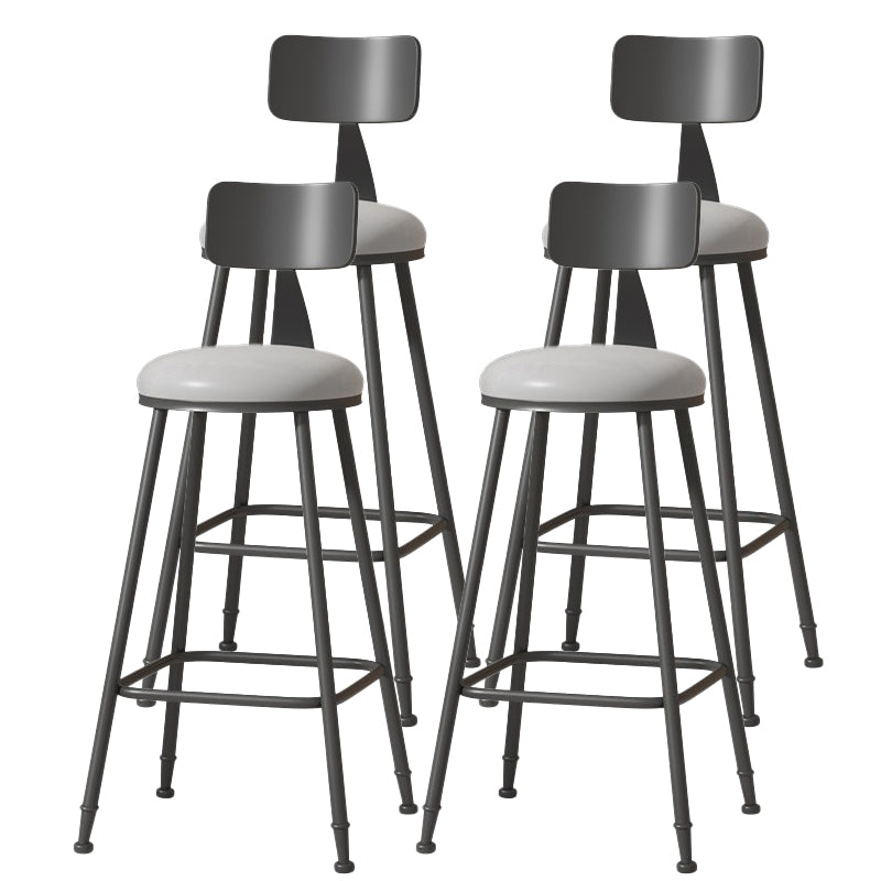 Modern Armless Backrest Counter Stool Iron Cafe Bar Stool with Leather Cushion Grey 4 Piece Set Bar Stool(30"H) Clearhalo 'Bar Furniture' 'Bar Stools' 'bar_stools' 'furn' 'furn_bar_stools' 'Furniture' 'furniture_bar_stools' 'Kitchen & Dining Furniture' 5042779