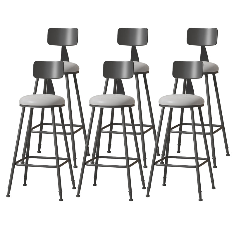 Modern Armless Backrest Counter Stool Iron Cafe Bar Stool with Leather Cushion Grey 6 Piece Set Bar Stool(30"H) Clearhalo 'Bar Furniture' 'Bar Stools' 'bar_stools' 'furn' 'furn_bar_stools' 'Furniture' 'furniture_bar_stools' 'Kitchen & Dining Furniture' 5042780