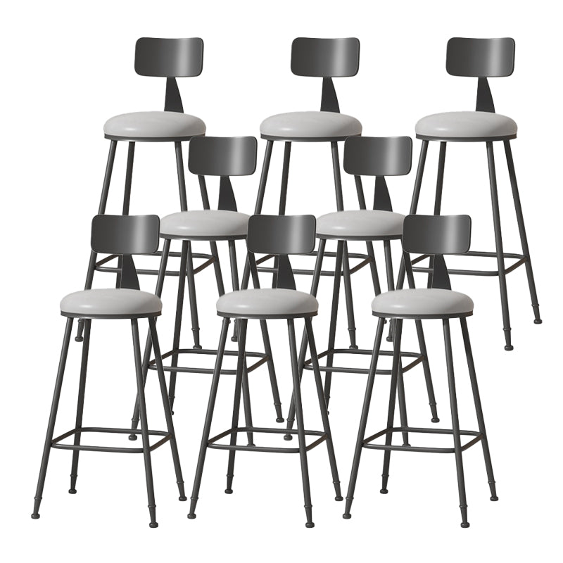 Modern Armless Backrest Counter Stool Iron Cafe Bar Stool with Leather Cushion Grey 8 Piece Set Bar Stool(30"H) Clearhalo 'Bar Furniture' 'Bar Stools' 'bar_stools' 'furn' 'furn_bar_stools' 'Furniture' 'furniture_bar_stools' 'Kitchen & Dining Furniture' 5042781