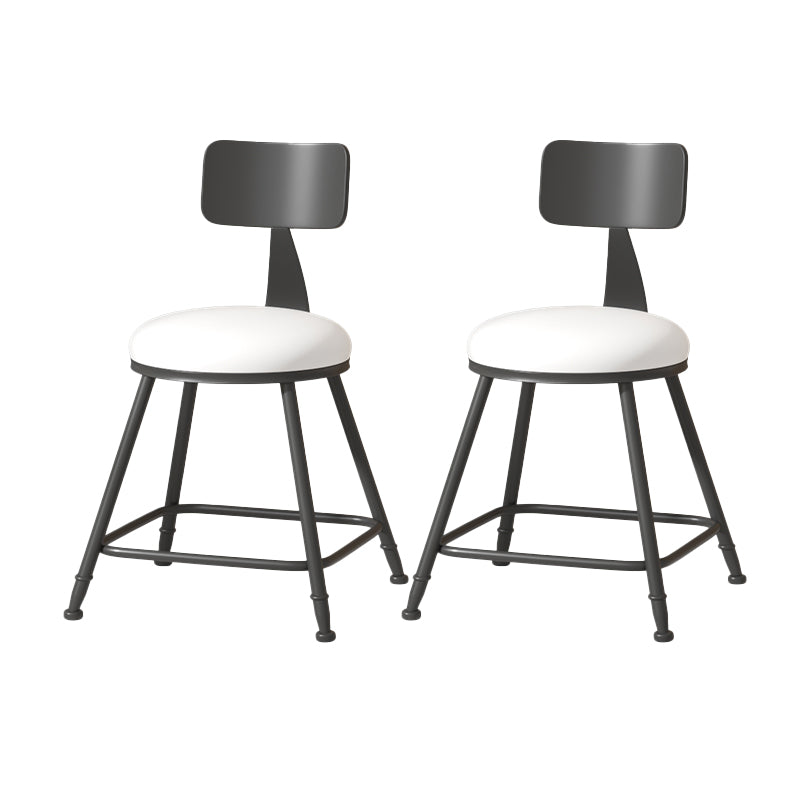Modern Armless Backrest Counter Stool Iron Cafe Bar Stool with Leather Cushion White 2 Piece Set Short Stool(18"H) Clearhalo 'Bar Furniture' 'Bar Stools' 'bar_stools' 'furn' 'furn_bar_stools' 'Furniture' 'furniture_bar_stools' 'Kitchen & Dining Furniture' 5042782