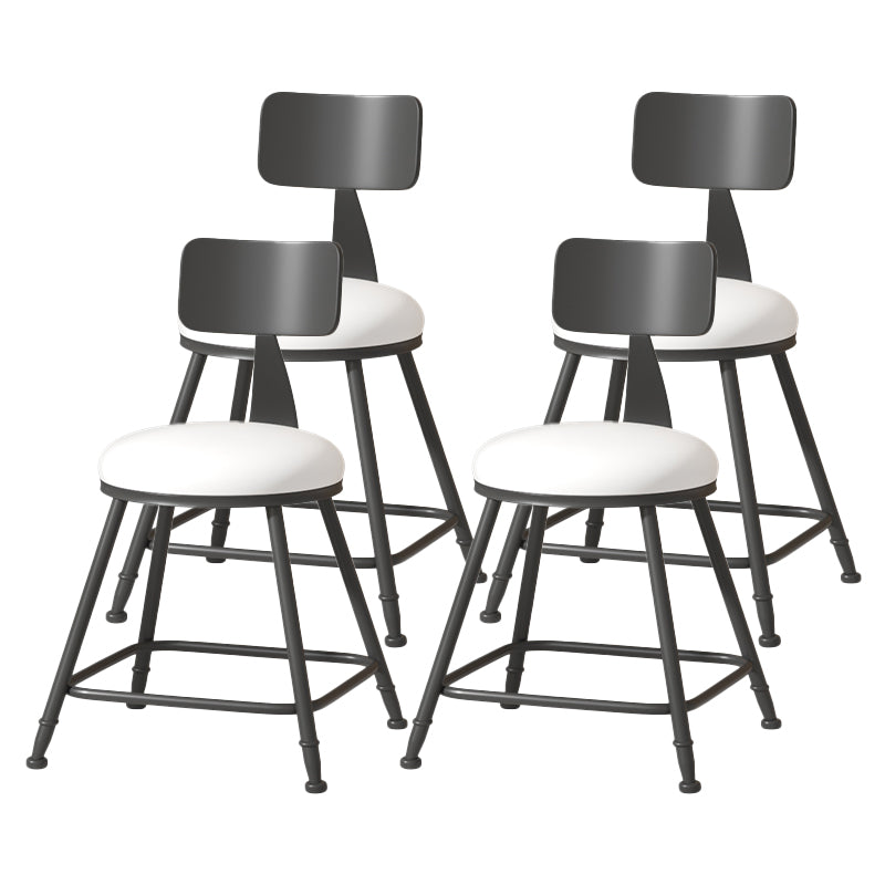 Modern Armless Backrest Counter Stool Iron Cafe Bar Stool with Leather Cushion White 4 Piece Set Short Stool(18"H) Clearhalo 'Bar Furniture' 'Bar Stools' 'bar_stools' 'furn' 'furn_bar_stools' 'Furniture' 'furniture_bar_stools' 'Kitchen & Dining Furniture' 5042783