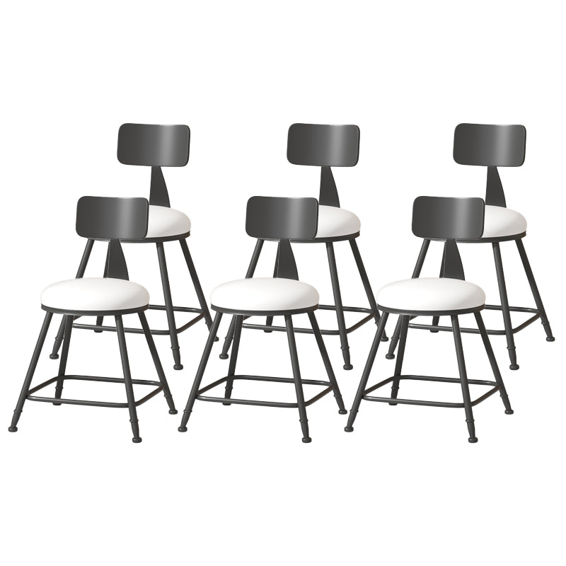 Modern Armless Backrest Counter Stool Iron Cafe Bar Stool with Leather Cushion White 6 Piece Set Short Stool(18"H) Clearhalo 'Bar Furniture' 'Bar Stools' 'bar_stools' 'furn' 'furn_bar_stools' 'Furniture' 'furniture_bar_stools' 'Kitchen & Dining Furniture' 5042784