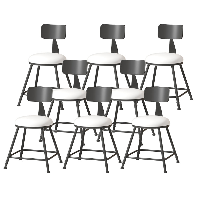 Modern Armless Backrest Counter Stool Iron Cafe Bar Stool with Leather Cushion White 8 Piece Set Short Stool(18"H) Clearhalo 'Bar Furniture' 'Bar Stools' 'bar_stools' 'furn' 'furn_bar_stools' 'Furniture' 'furniture_bar_stools' 'Kitchen & Dining Furniture' 5042785