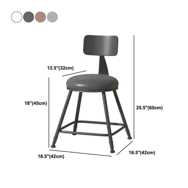 Modern Armless Backrest Counter Stool Iron Cafe Bar Stool with Leather Cushion Clearhalo 'Bar Furniture' 'Bar Stools' 'bar_stools' 'furn' 'furn_bar_stools' 'Furniture' 'furniture_bar_stools' 'Kitchen & Dining Furniture' 5042786