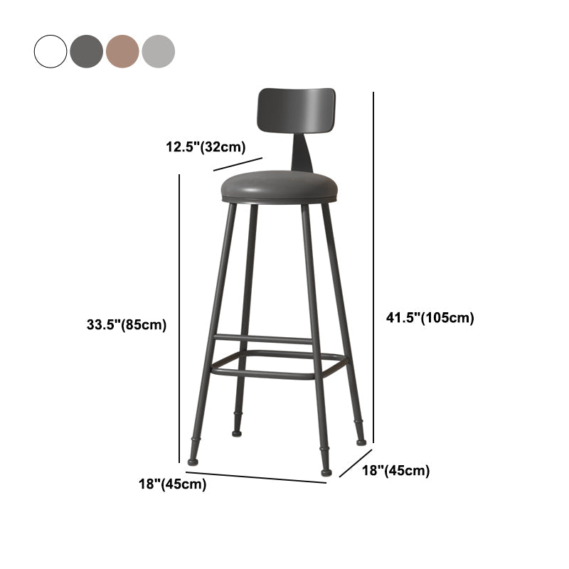 Modern Armless Backrest Counter Stool Iron Cafe Bar Stool with Leather Cushion Clearhalo 'Bar Furniture' 'Bar Stools' 'bar_stools' 'furn' 'furn_bar_stools' 'Furniture' 'furniture_bar_stools' 'Kitchen & Dining Furniture' 5042790