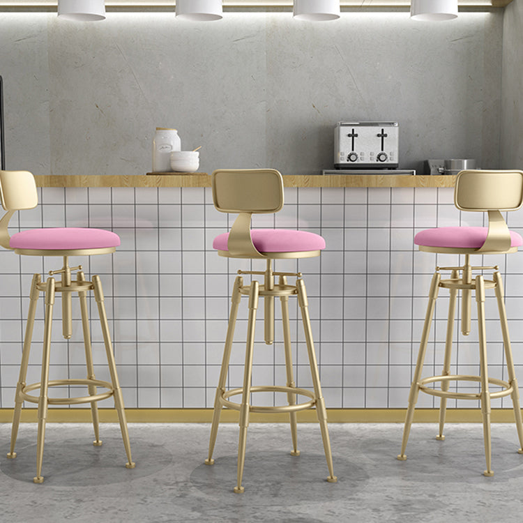 Glam Rotatable Liftable Counter Stool Iron Cafe Bar Stool with Cushion and Pedal Clearhalo 'Bar Furniture' 'Bar Stools' 'bar_stools' 'furn' 'furn_bar_stools' 'Furniture' 'furniture_bar_stools' 'Kitchen & Dining Furniture' 5042791