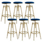 Glam Rotatable Liftable Counter Stool Iron Cafe Bar Stool with Cushion and Pedal Blue Backless 6 Piece Set Clearhalo 'Bar Furniture' 'Bar Stools' 'bar_stools' 'furn' 'furn_bar_stools' 'Furniture' 'furniture_bar_stools' 'Kitchen & Dining Furniture' 5042796