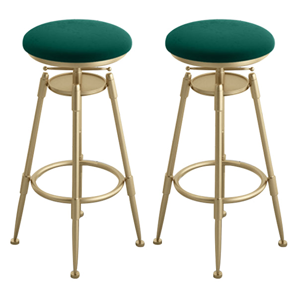 Glam Rotatable Liftable Counter Stool Iron Cafe Bar Stool with Cushion and Pedal Blackish Green Backless 2 Piece Set Clearhalo 'Bar Furniture' 'Bar Stools' 'bar_stools' 'furn' 'furn_bar_stools' 'Furniture' 'furniture_bar_stools' 'Kitchen & Dining Furniture' 5042799