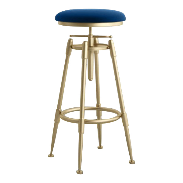 Glam Rotatable Liftable Counter Stool Iron Cafe Bar Stool with Cushion and Pedal Clearhalo 'Bar Furniture' 'Bar Stools' 'bar_stools' 'furn' 'furn_bar_stools' 'Furniture' 'furniture_bar_stools' 'Kitchen & Dining Furniture' 5042800