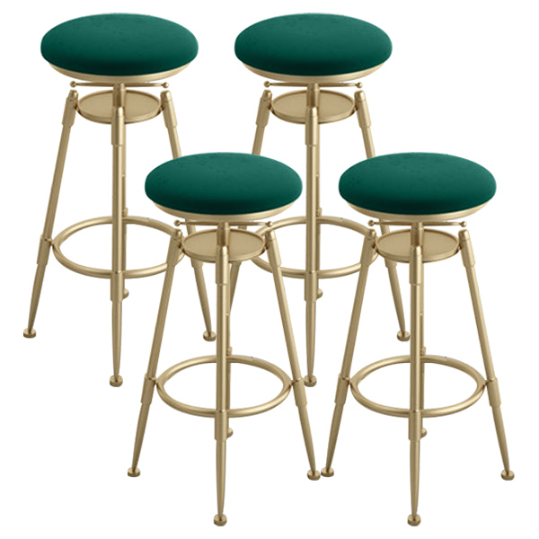 Glam Rotatable Liftable Counter Stool Iron Cafe Bar Stool with Cushion and Pedal Blackish Green Backless 4 Piece Set Clearhalo 'Bar Furniture' 'Bar Stools' 'bar_stools' 'furn' 'furn_bar_stools' 'Furniture' 'furniture_bar_stools' 'Kitchen & Dining Furniture' 5042802