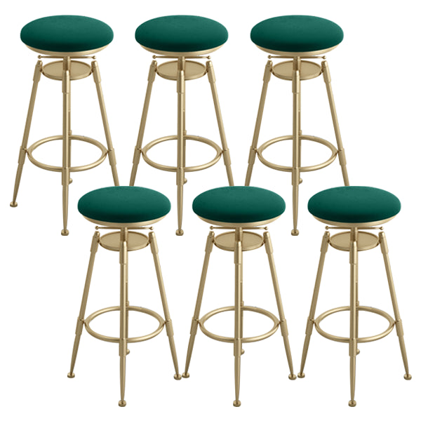 Glam Rotatable Liftable Counter Stool Iron Cafe Bar Stool with Cushion and Pedal Blackish Green Backless 6 Piece Set Clearhalo 'Bar Furniture' 'Bar Stools' 'bar_stools' 'furn' 'furn_bar_stools' 'Furniture' 'furniture_bar_stools' 'Kitchen & Dining Furniture' 5042803