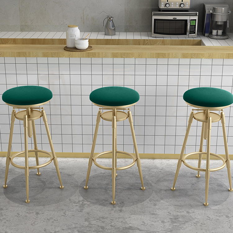 Glam Rotatable Liftable Counter Stool Iron Cafe Bar Stool with Cushion and Pedal Clearhalo 'Bar Furniture' 'Bar Stools' 'bar_stools' 'furn' 'furn_bar_stools' 'Furniture' 'furniture_bar_stools' 'Kitchen & Dining Furniture' 5042805