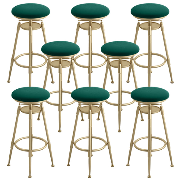 Glam Rotatable Liftable Counter Stool Iron Cafe Bar Stool with Cushion and Pedal Blackish Green Backless 8 Piece Set Clearhalo 'Bar Furniture' 'Bar Stools' 'bar_stools' 'furn' 'furn_bar_stools' 'Furniture' 'furniture_bar_stools' 'Kitchen & Dining Furniture' 5042806