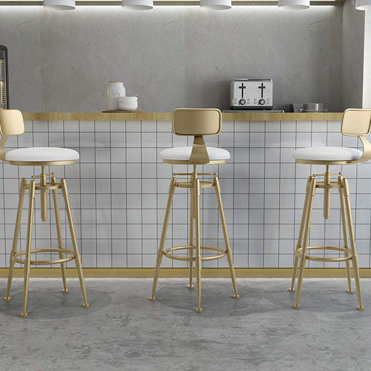 Glam Rotatable Liftable Counter Stool Iron Cafe Bar Stool with Cushion and Pedal Clearhalo 'Bar Furniture' 'Bar Stools' 'bar_stools' 'furn' 'furn_bar_stools' 'Furniture' 'furniture_bar_stools' 'Kitchen & Dining Furniture' 5042808