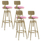 Glam Rotatable Liftable Counter Stool Iron Cafe Bar Stool with Cushion and Pedal Pink With Back 4 Piece Set Clearhalo 'Bar Furniture' 'Bar Stools' 'bar_stools' 'furn' 'furn_bar_stools' 'Furniture' 'furniture_bar_stools' 'Kitchen & Dining Furniture' 5042809