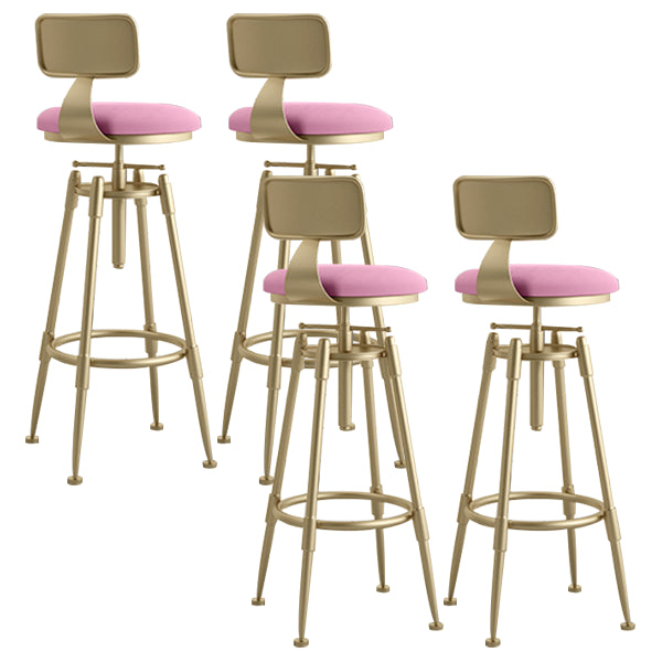 Glam Rotatable Liftable Counter Stool Iron Cafe Bar Stool with Cushion and Pedal Pink With Back 4 Piece Set Clearhalo 'Bar Furniture' 'Bar Stools' 'bar_stools' 'furn' 'furn_bar_stools' 'Furniture' 'furniture_bar_stools' 'Kitchen & Dining Furniture' 5042809
