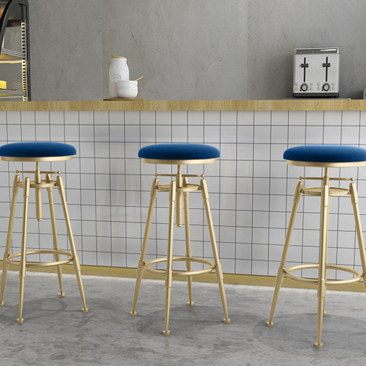 Glam Rotatable Liftable Counter Stool Iron Cafe Bar Stool with Cushion and Pedal Clearhalo 'Bar Furniture' 'Bar Stools' 'bar_stools' 'furn' 'furn_bar_stools' 'Furniture' 'furniture_bar_stools' 'Kitchen & Dining Furniture' 5042810