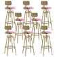 Glam Rotatable Liftable Counter Stool Iron Cafe Bar Stool with Cushion and Pedal Pink With Back 8 Piece Set Clearhalo 'Bar Furniture' 'Bar Stools' 'bar_stools' 'furn' 'furn_bar_stools' 'Furniture' 'furniture_bar_stools' 'Kitchen & Dining Furniture' 5042813
