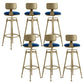 Glam Rotatable Liftable Counter Stool Iron Cafe Bar Stool with Cushion and Pedal Blue With Back 6 Piece Set Clearhalo 'Bar Furniture' 'Bar Stools' 'bar_stools' 'furn' 'furn_bar_stools' 'Furniture' 'furniture_bar_stools' 'Kitchen & Dining Furniture' 5042816