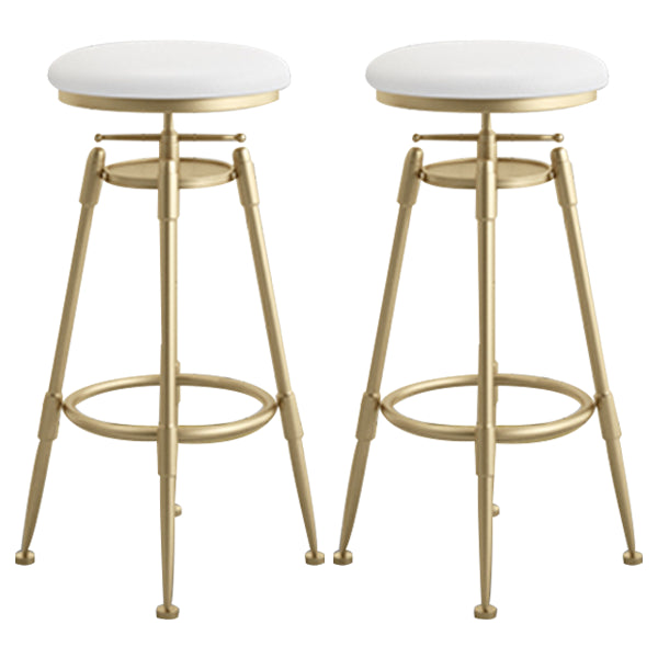 Glam Rotatable Liftable Counter Stool Iron Cafe Bar Stool with Cushion and Pedal White Backless 2 Piece Set Clearhalo 'Bar Furniture' 'Bar Stools' 'bar_stools' 'furn' 'furn_bar_stools' 'Furniture' 'furniture_bar_stools' 'Kitchen & Dining Furniture' 5042818