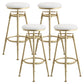 Glam Rotatable Liftable Counter Stool Iron Cafe Bar Stool with Cushion and Pedal White Backless 4 Piece Set Clearhalo 'Bar Furniture' 'Bar Stools' 'bar_stools' 'furn' 'furn_bar_stools' 'Furniture' 'furniture_bar_stools' 'Kitchen & Dining Furniture' 5042819