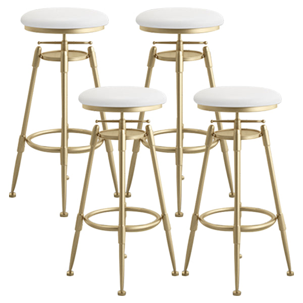 Glam Rotatable Liftable Counter Stool Iron Cafe Bar Stool with Cushion and Pedal White Backless 4 Piece Set Clearhalo 'Bar Furniture' 'Bar Stools' 'bar_stools' 'furn' 'furn_bar_stools' 'Furniture' 'furniture_bar_stools' 'Kitchen & Dining Furniture' 5042819