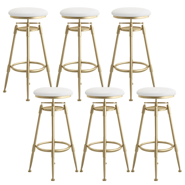 Glam Rotatable Liftable Counter Stool Iron Cafe Bar Stool with Cushion and Pedal White Backless 6 Piece Set Clearhalo 'Bar Furniture' 'Bar Stools' 'bar_stools' 'furn' 'furn_bar_stools' 'Furniture' 'furniture_bar_stools' 'Kitchen & Dining Furniture' 5042820