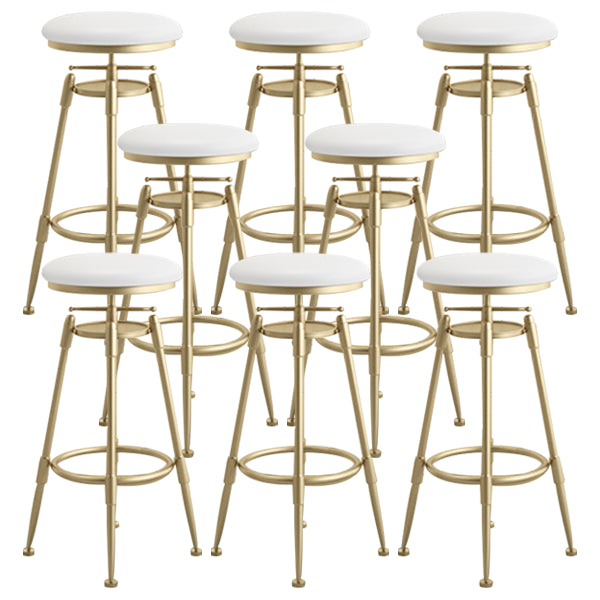 Glam Rotatable Liftable Counter Stool Iron Cafe Bar Stool with Cushion and Pedal White Backless 8 Piece Set Clearhalo 'Bar Furniture' 'Bar Stools' 'bar_stools' 'furn' 'furn_bar_stools' 'Furniture' 'furniture_bar_stools' 'Kitchen & Dining Furniture' 5042821