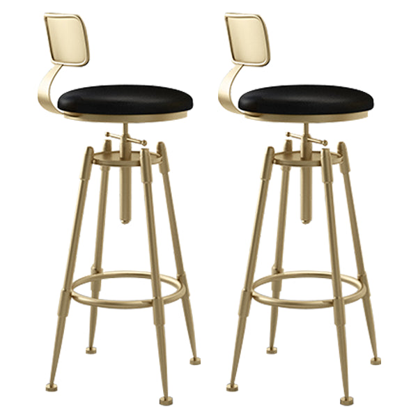 Glam Rotatable Liftable Counter Stool Iron Cafe Bar Stool with Cushion and Pedal Black With Back 2 Piece Set Clearhalo 'Bar Furniture' 'Bar Stools' 'bar_stools' 'furn' 'furn_bar_stools' 'Furniture' 'furniture_bar_stools' 'Kitchen & Dining Furniture' 5042822