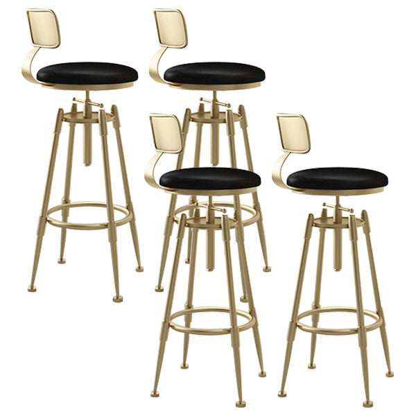 Glam Rotatable Liftable Counter Stool Iron Cafe Bar Stool with Cushion and Pedal Black With Back 4 Piece Set Clearhalo 'Bar Furniture' 'Bar Stools' 'bar_stools' 'furn' 'furn_bar_stools' 'Furniture' 'furniture_bar_stools' 'Kitchen & Dining Furniture' 5042823