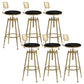 Glam Rotatable Liftable Counter Stool Iron Cafe Bar Stool with Cushion and Pedal Black With Back 6 Piece Set Clearhalo 'Bar Furniture' 'Bar Stools' 'bar_stools' 'furn' 'furn_bar_stools' 'Furniture' 'furniture_bar_stools' 'Kitchen & Dining Furniture' 5042824