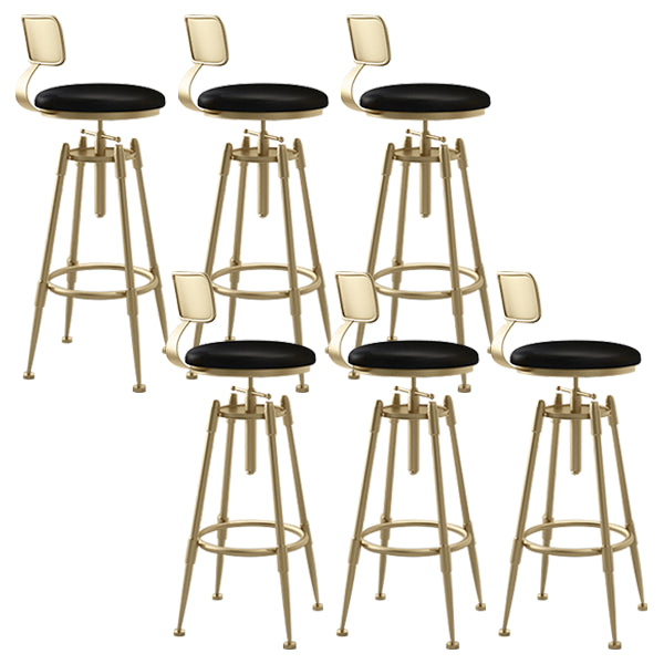 Glam Rotatable Liftable Counter Stool Iron Cafe Bar Stool with Cushion and Pedal Black With Back 6 Piece Set Clearhalo 'Bar Furniture' 'Bar Stools' 'bar_stools' 'furn' 'furn_bar_stools' 'Furniture' 'furniture_bar_stools' 'Kitchen & Dining Furniture' 5042824