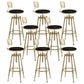 Glam Rotatable Liftable Counter Stool Iron Cafe Bar Stool with Cushion and Pedal Black With Back 8 Piece Set Clearhalo 'Bar Furniture' 'Bar Stools' 'bar_stools' 'furn' 'furn_bar_stools' 'Furniture' 'furniture_bar_stools' 'Kitchen & Dining Furniture' 5042825