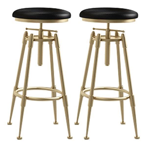 Glam Rotatable Liftable Counter Stool Iron Cafe Bar Stool with Cushion and Pedal Black Backless 2 Piece Set Clearhalo 'Bar Furniture' 'Bar Stools' 'bar_stools' 'furn' 'furn_bar_stools' 'Furniture' 'furniture_bar_stools' 'Kitchen & Dining Furniture' 5042826